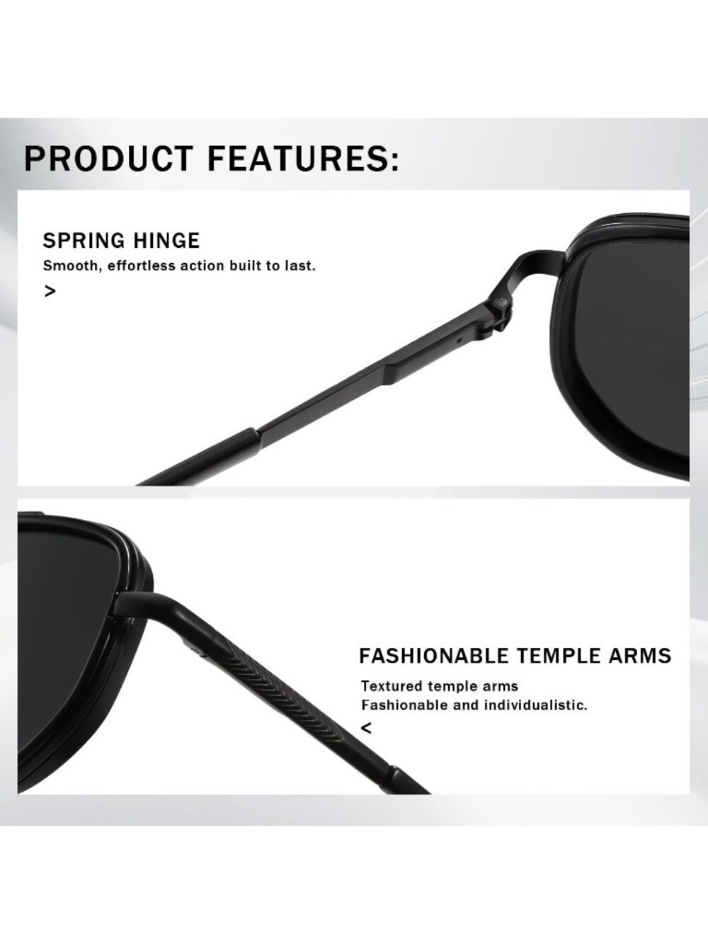 Women's Black Tangle Free Polarized Aviator Retro Square Metal Frame Sunglasses - Picture 6 of 6